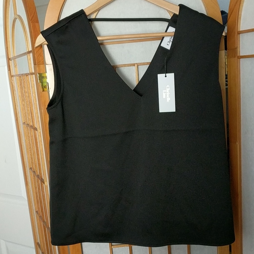 Chriselle Lim Black V Neck Top Size Small